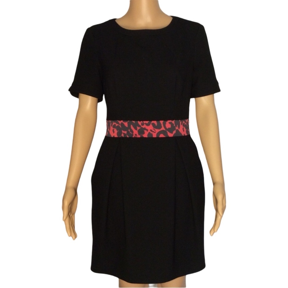 KAREN MILLEN black dress - red black waistband. Item# 0079